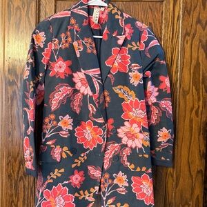 Anthropologie Dark Floral Blazer - Red and Pink